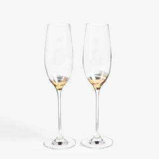 John Lewis & Partners Swirl Stem šampanieša flauta, 240 ml, dzidra/zelta