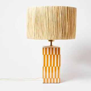 Ines Orange Raffia & Keramikas lampa