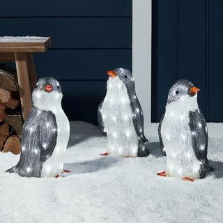 Āra akrila pingvīnu figūru trio