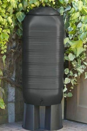 250 L Black Slimline Water Butt ar krānu un vāku ar statīvu un novirzītāju