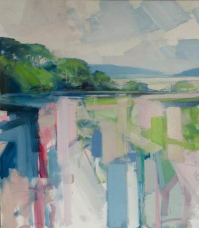 Virs Tregirls, Camel estuary by Miles Oxenford. Audekla eļļa, 80 x 70cm. £ 2250 par maksu “Blakus vilnim” Affordable Art Fair Battersea izstādē