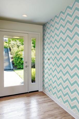 Coloroll Chevron Teal iedvesmots tapetes