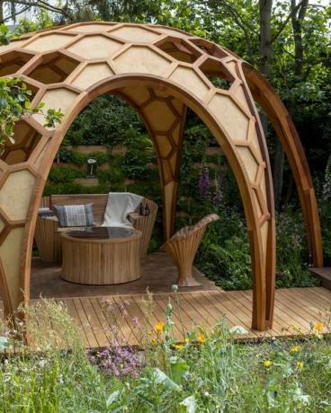 meta dārzs, kurā audzē nākotnes izstrādāto Džo Perkinsu, sponsorē meta šovs Garden Rhs Chelsea ziedu šovs 2022