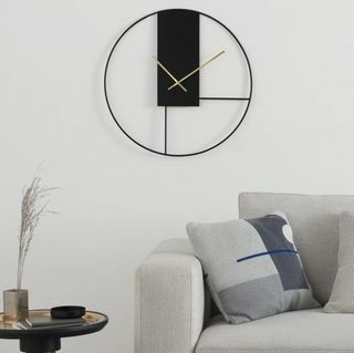Sienas pulkstenis ar lielu paziņojumu 60 cm, melns un melns misiņš
