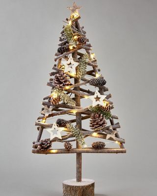 Apgaismota koka efekta Frosty galda virsma Ziemassvētku eglīte