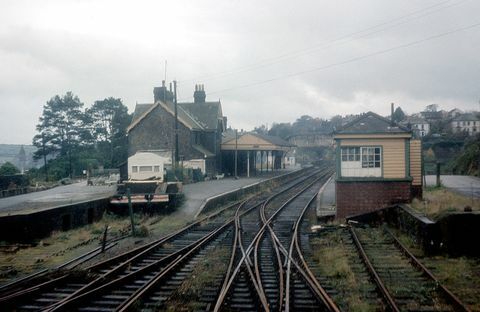 tavistock ziemeļu dzelzceļa stacija, fotografēta 1970. gada 14. janvārī