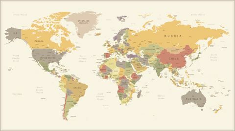 Vīnogu raža, Retro, pasaule, karte, -, ilustrācija
