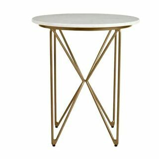 Marmora un zelta apdares apaļais akcentu galds